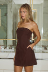 Zarla Strapless Mini Dress- Chocolate