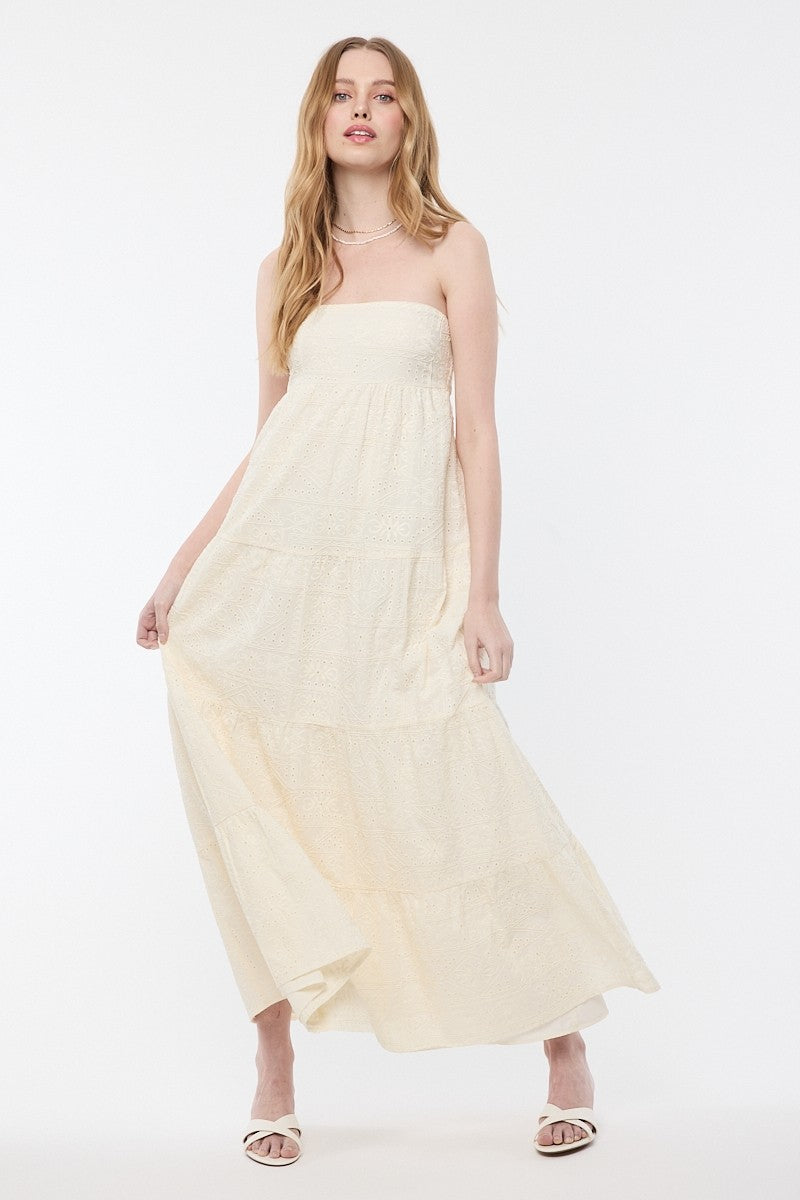 Tube Maxi Dress- Butter Yellow Eyelet