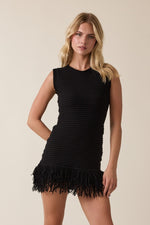 Fringe Mini Dress- Black