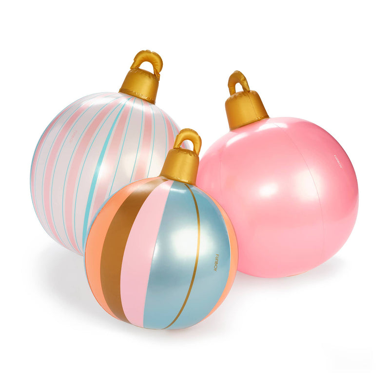 Pink Light Up Christmas Ornament Holiday Balls- 3 Pack