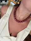 Chunky Beaded Necklace- Cranberry
