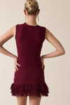 Fringe Mini Dress- Cherry Lacquer
