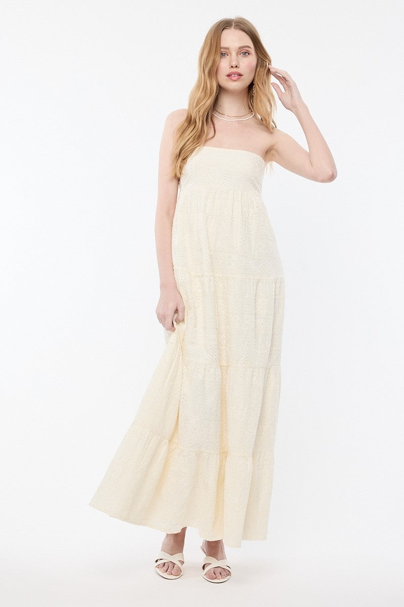 Tube Maxi Dress- Butter Yellow Eyelet