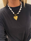 Blaze Necklace- Gold Pearl