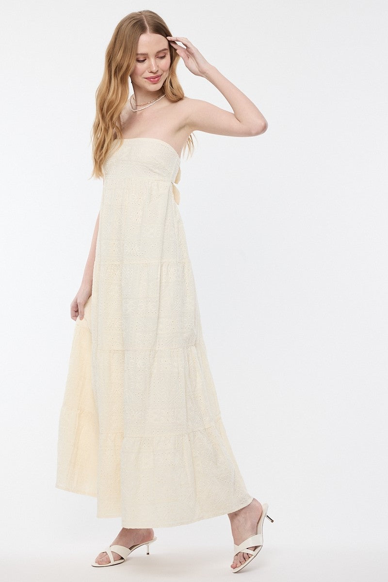 Tube Maxi Dress- Butter Yellow Eyelet