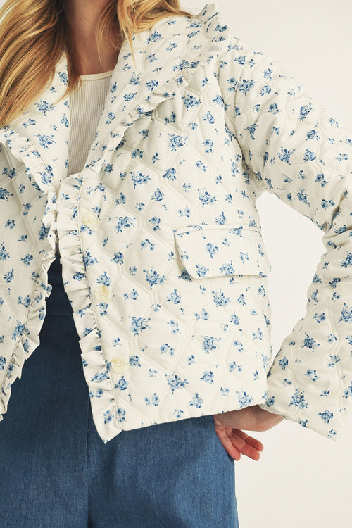 Dreaming Of Floral Puffer- White/Blue Floral